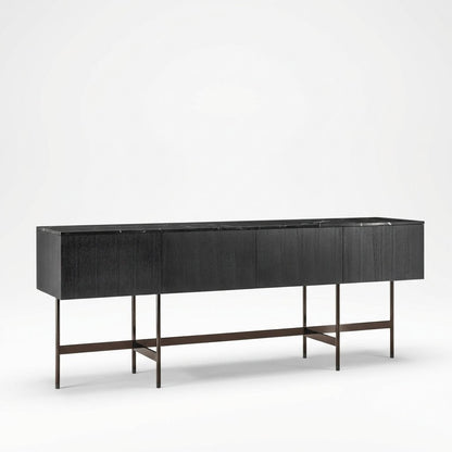 Nero Marquina Marble and Black Veneer Buffet