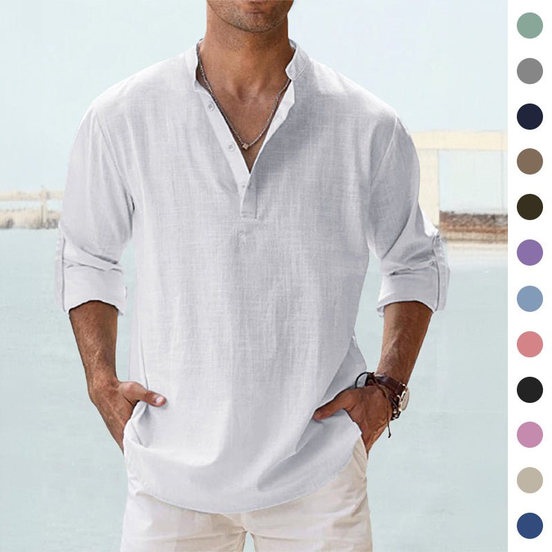 New Men's Casual Blouse Cotton Linen Shirt Loose Tops Long Sleeve Tee Shirt Spring Autumn Casual Handsome Men's Shirts - Royal Eagles Promise of Peace