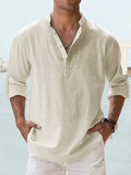 New Men's Casual Blouse Cotton Linen Shirt Loose Tops Long Sleeve Tee Shirt Spring Autumn Casual Handsome Men's Shirts - Royal Eagles Promise of Peace