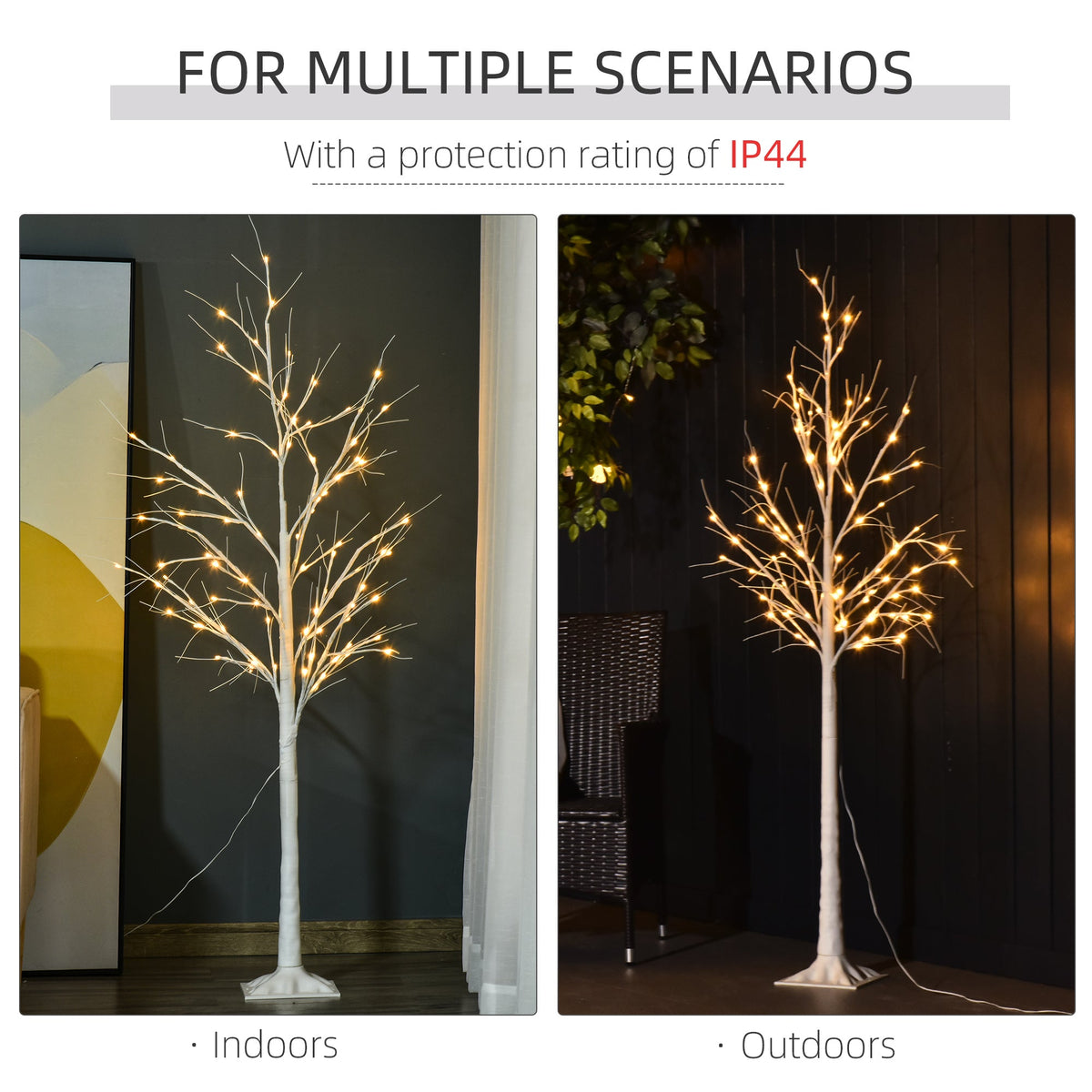 5FT Garden Birch Tree Light with 58 Warm LEDs and 8 Light Modes, DIY Artificial Tree Lamp for Outdoor and Indoor Birthday Wedding Party