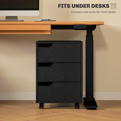 3 Drawer File Cabinet, Mobile Vertical Filing Cabinet with Wheels, Printer Stand with Storage for Home Office, Oak
