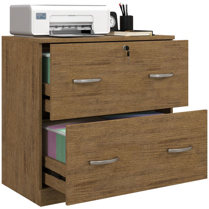 2 Drawer File Cabinet with Lock, Office Filing Cabinet, Hanging Bar for Letter Size, Home Office, Grey