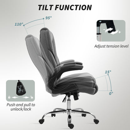 Hayden Executive Office Chair with Flip-up Armrest-Dark Grey