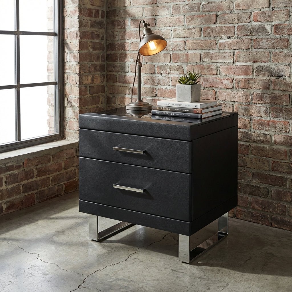 Noir Luxe Two-Drawer Nightstand
