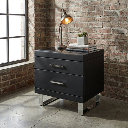 Noir Luxe Two-Drawer Nightstand