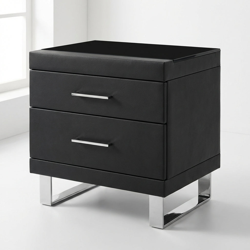 Noir Luxe Two-Drawer Nightstand