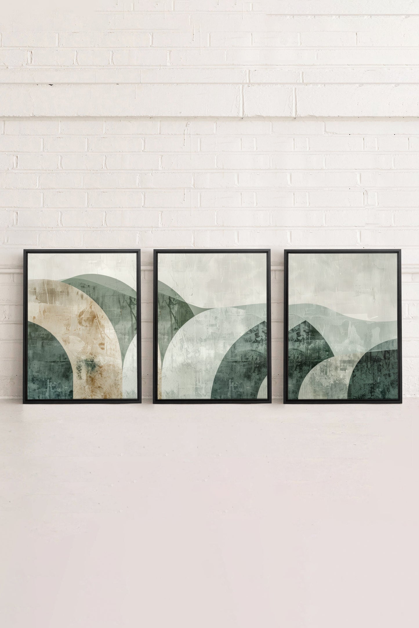 GREEN ELEGANCE TRIO (3 Oeuvres sur toile étirée)