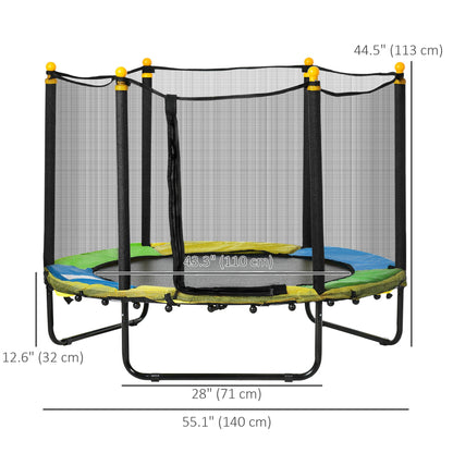 4.6FT Trampoline for Kids with Enclosure Net for Ages 3-6, Indoor Outdoor Use, Black