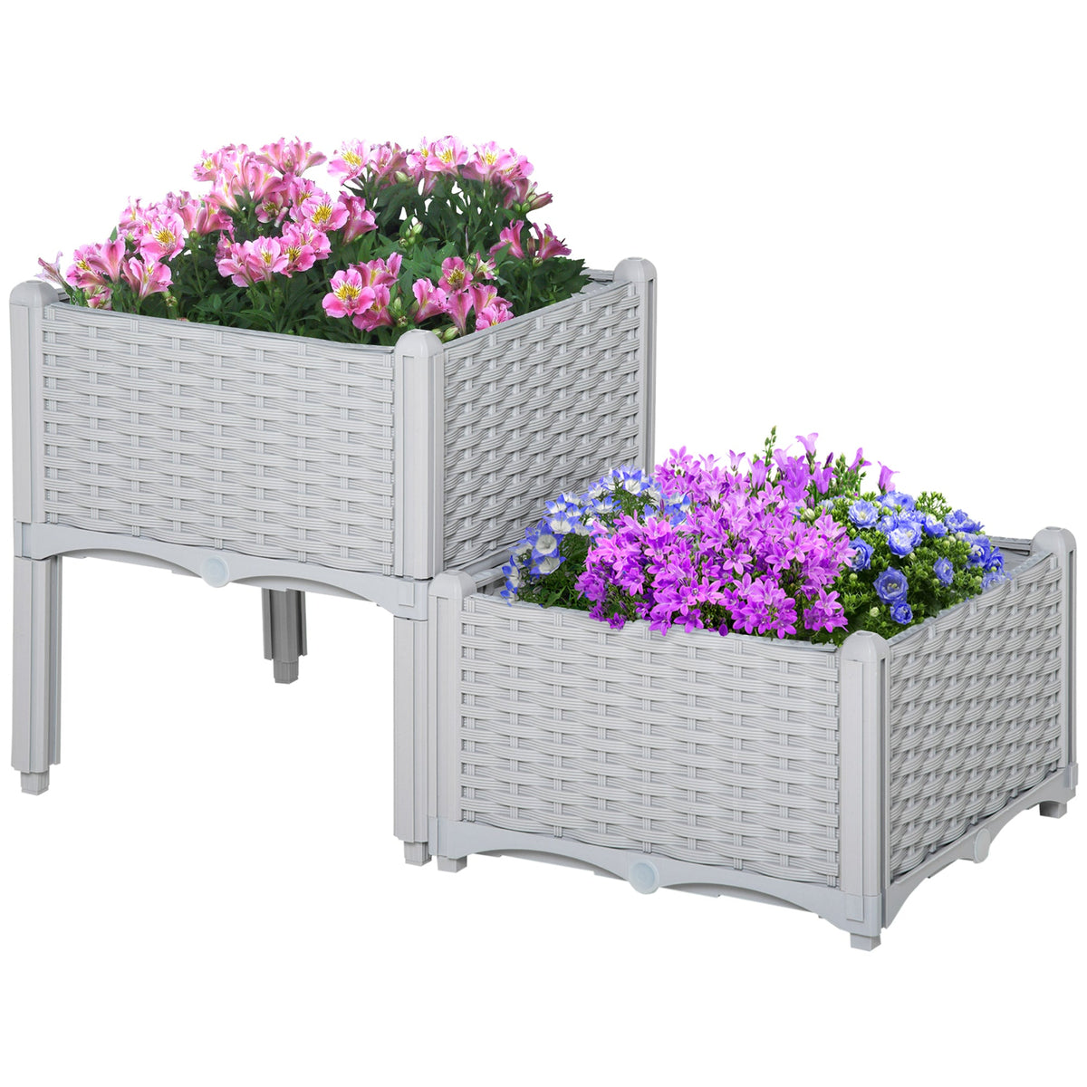 1 Piece Raised Garden Bed PP Raised Flower Bed Vegetable Herb Grow Box Stand Brown