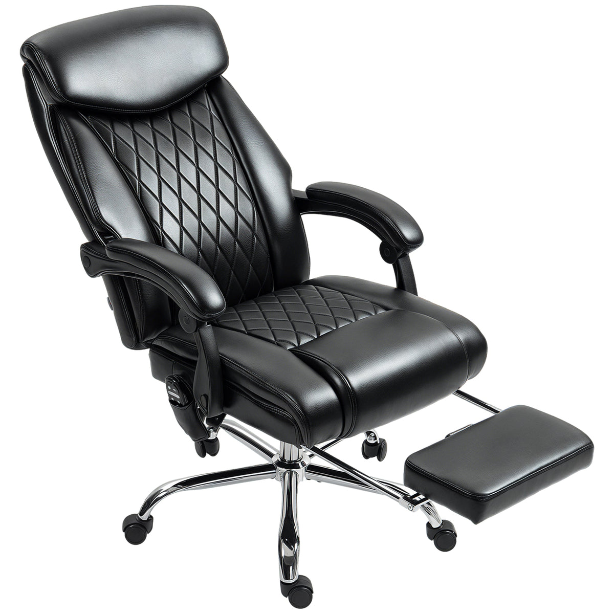 6 Point Massage Office Chair with Remote, Ergonomic Reclining Computer Desk Chair with Footrest, Side Pocket, Black