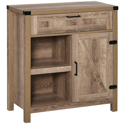 Rustic Barn Door Storage Cabinet Modern Farmhouse Buffet Sideboard for Kitchen & Dining Room Dark Oak