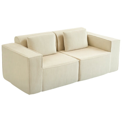 IVAN Boneless Corduroy 3 Seater Sofa with Deep Seats-Beige