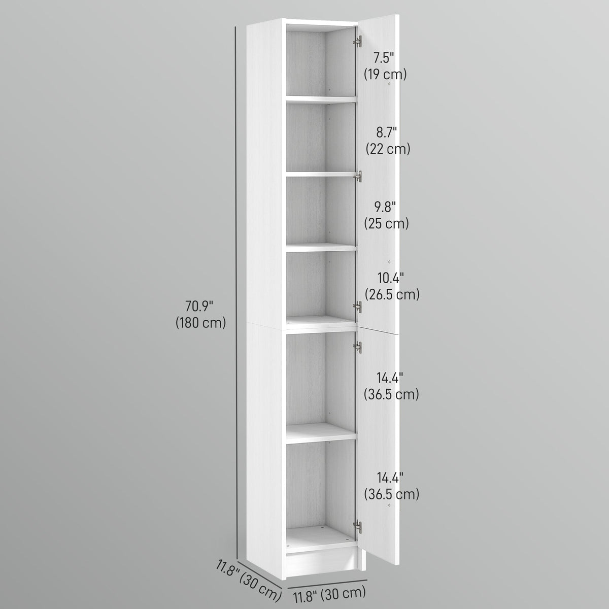 Freestanding Tall Bathroom Storage Cabinet with Adjustable Shelves, Bathroom Organizer, Black Wood Grain