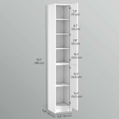 Freestanding Tall Bathroom Storage Cabinet with Adjustable Shelves, Bathroom Organizer, Black Wood Grain