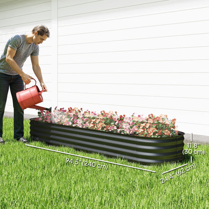 4.9 x 2 x 1ft Galvanized Raised Garden Bed Kit, Metal Planter Box with Safety Edging, Black