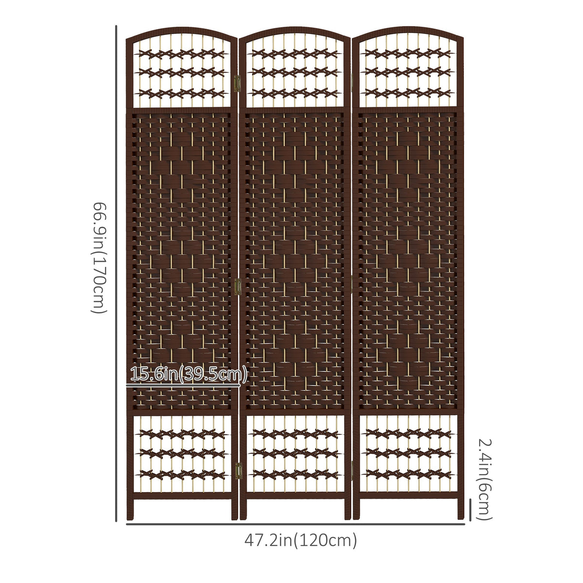 4 Panel Folding Room Divider, Portable Privacy Screen, Wave Fiber Room Partition for Home Office, Black