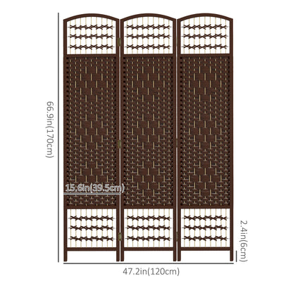 4 Panel Folding Room Divider, Portable Privacy Screen, Wave Fiber Room Partition for Home Office, Black