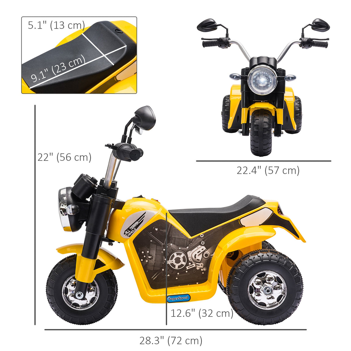 Kids Electric Motorcycle 6V Battery Powered Ride-On Dirt Bike 3-Wheels Motorbike with Horn Headlights Realistic Sounds 1.24mph Speed for Girls Boy 18 - 36 Months Red