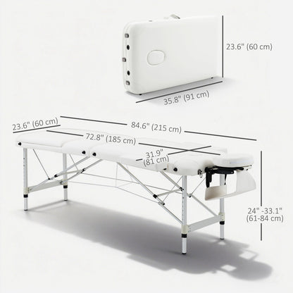 85" 3 Section Foldable Massage Table Professional Salon SPA Facial Couch Bed (Black/Orange)