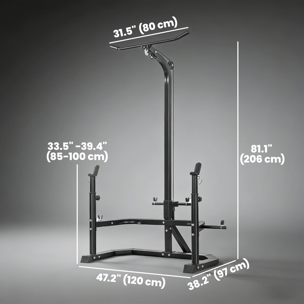 Multi-Function Home Gym Machine with Bench Press Rack, Squat Rack and Lat Pulldown System, Black