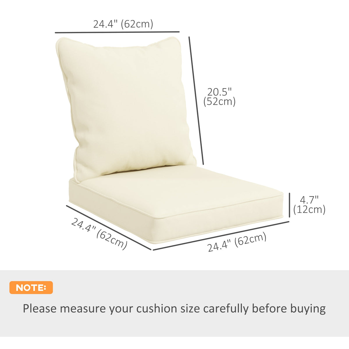 Seat Cushion Back Pillows Replacement Set of 2, Patio Chair Cushions Set for Indoor Outdoor, Blue