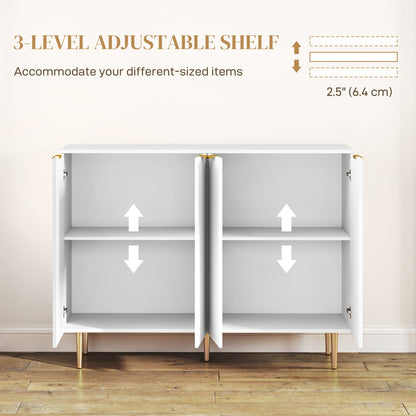 Modern Kitchen Storage Cabinet, Sideboard Buffet Cabinet with Adjustable Shelves for Hallway, Black