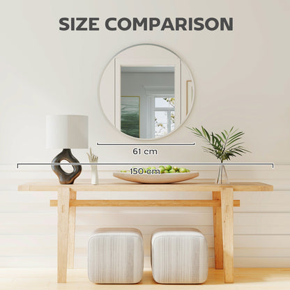 24" Decorative Wall Mirror for Bedroom Living Room, Modern Round Bathroom Mirror for Home Decor, Black