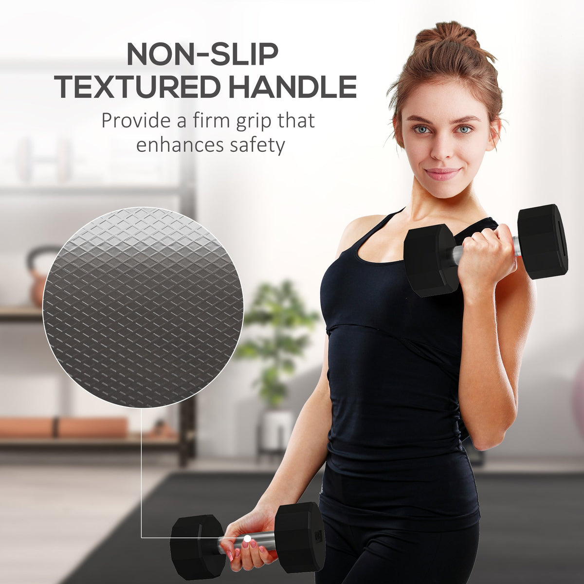 2 x 10lbs Dumbbells Set with Non-Slip Grip, Rubber Covered Weights for Men Women Home Gym Workout