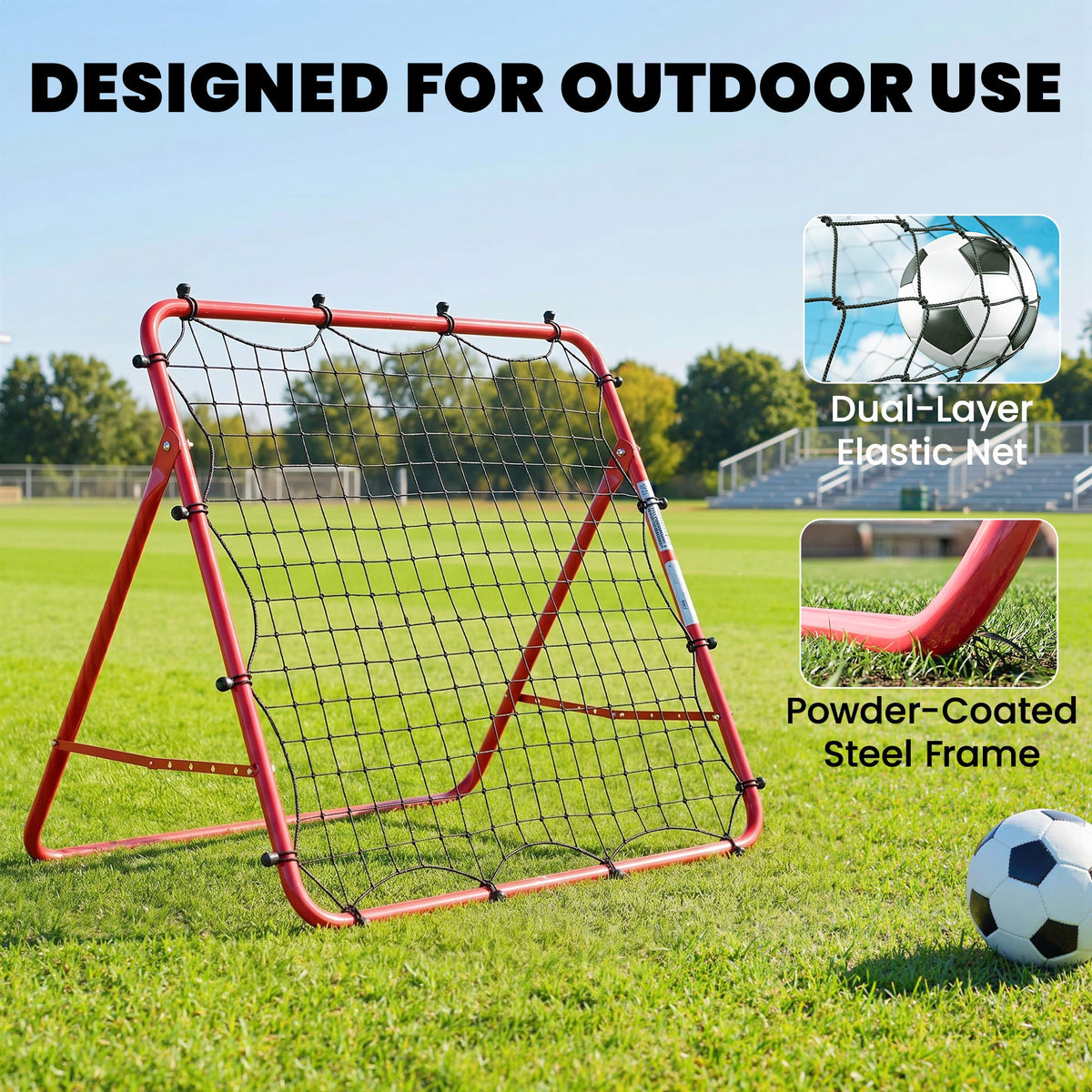 Soccer Rebounder Net, 3.5 x 3ft Easy Setup Bounce Back Net with 5 Adjustable Angles