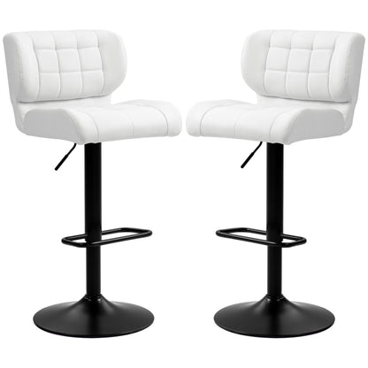 Swivel PU Leather Barstools Set of 2 Adjustable Bar Stools with Footrest Back for Kitchen Counter Dining Room Black