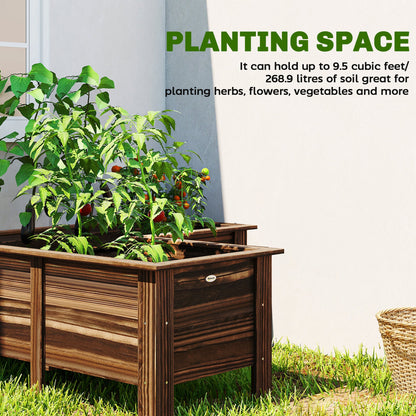 Raised Garden Bed, 47.2" x 47.2" x 19.7" Wooden Elevated Planter Box Outdoor with Legs, for Vegetables, Flowers, Herbs, L-shaped, Natural