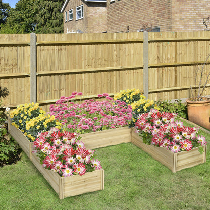 DIY 5-box Garden Planter with Open Bottom for Outdoor Plants, Vegetables, Flowers, Herbs, Brown