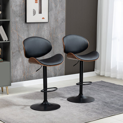 Alpine Modern Adjustable Counter/Bar Stools with Swivel Seat-Set of 2-Black