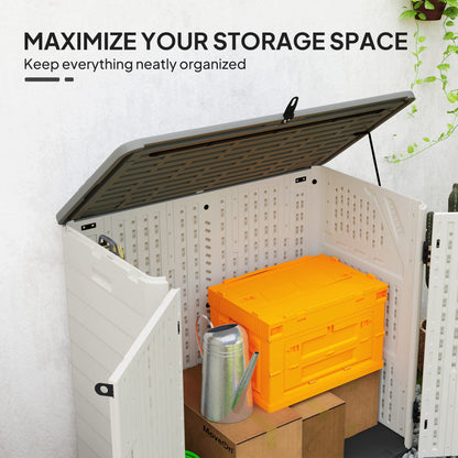 185 Gallon Outdoor Storage Cabinet with Openable Top and Lockable Doors for Lawnmower, Trash Can, Patio Accessories