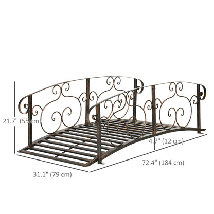 6FT Steel Garden Bridge with Safety Siderails, Decorative Arc Landscaping Bridge for Backyard Creek Stream Pond, Black