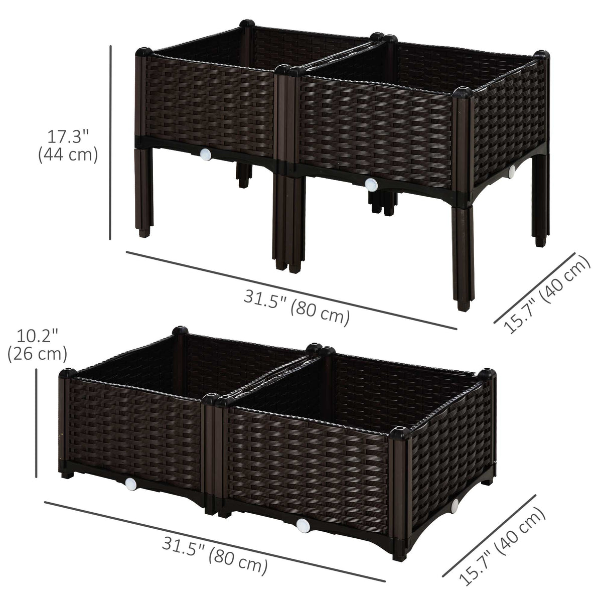 1 Piece Raised Garden Bed PP Raised Flower Bed Vegetable Herb Grow Box Stand Brown