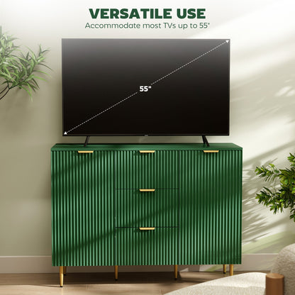 Ellis Modern Kitchen Buffet/Hallway Cabinet with 3 Drawers-Green