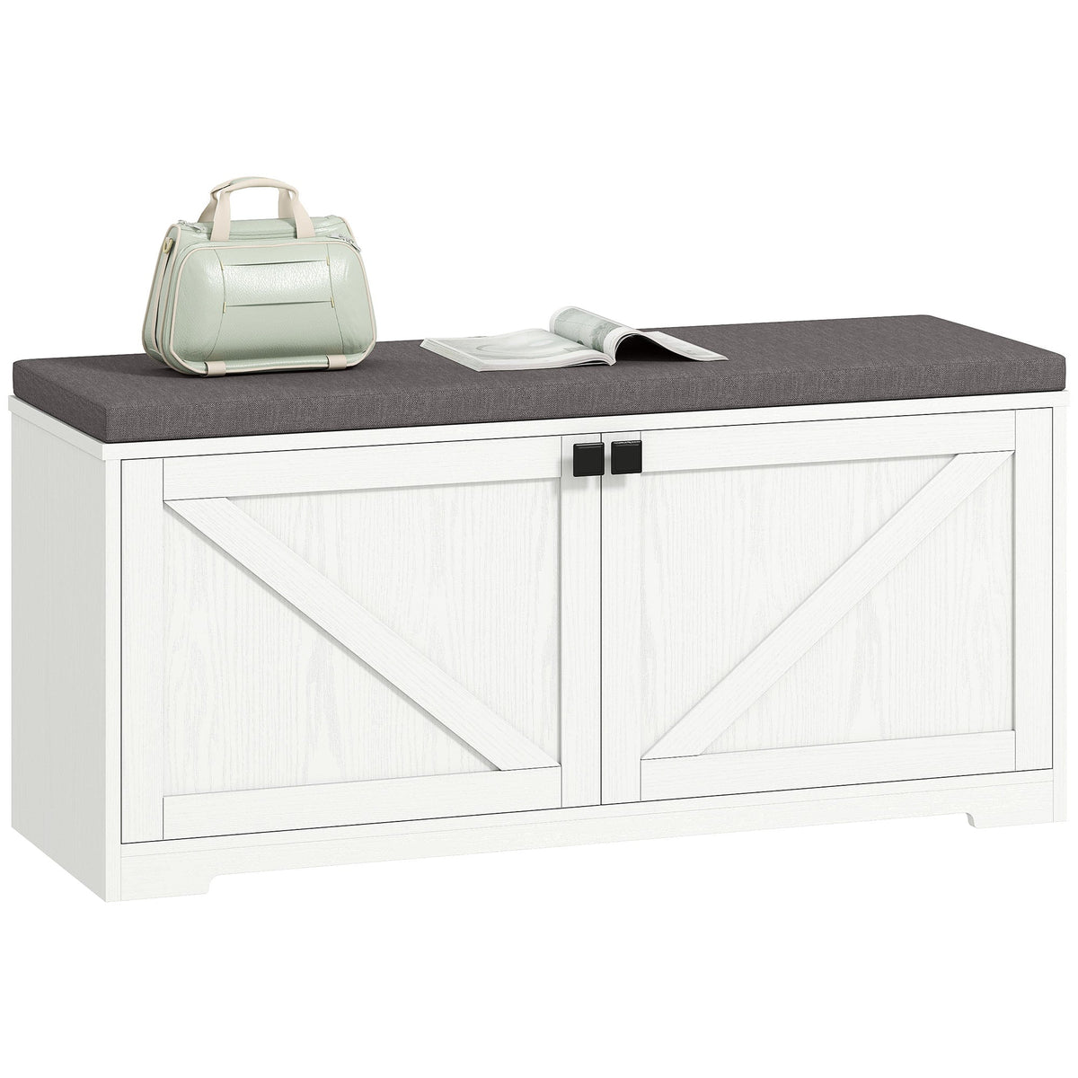 Shoe Storage Bench with Padded Seat, Entryway Bench Holds up to 352 lb, Shoe Organizer, 8 Pairs, Light Grey