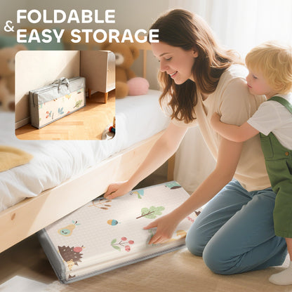 Foldable Baby Plat Mat, 71" x 59" Kids Floor Mat for Crawling and Learning, Number & Animal Theme
