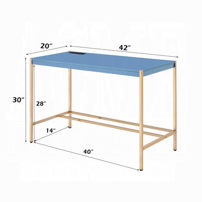 Lunar Elegant Multi-Purpose Desk w/USB Port - Blue/Gold