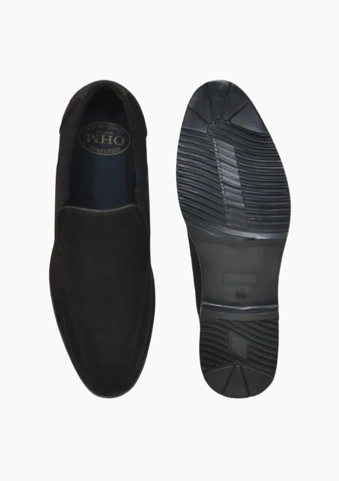 OHM Classic Leather Slip-On Shoes with Cushioned Insole