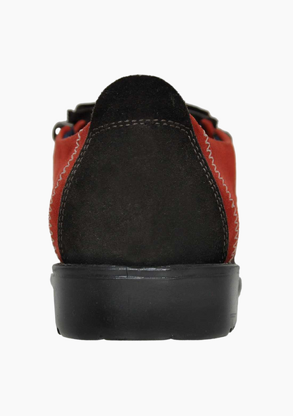 OHM Plain Toe Zip Closure Slip-on Leather Shoes Brown/ Red