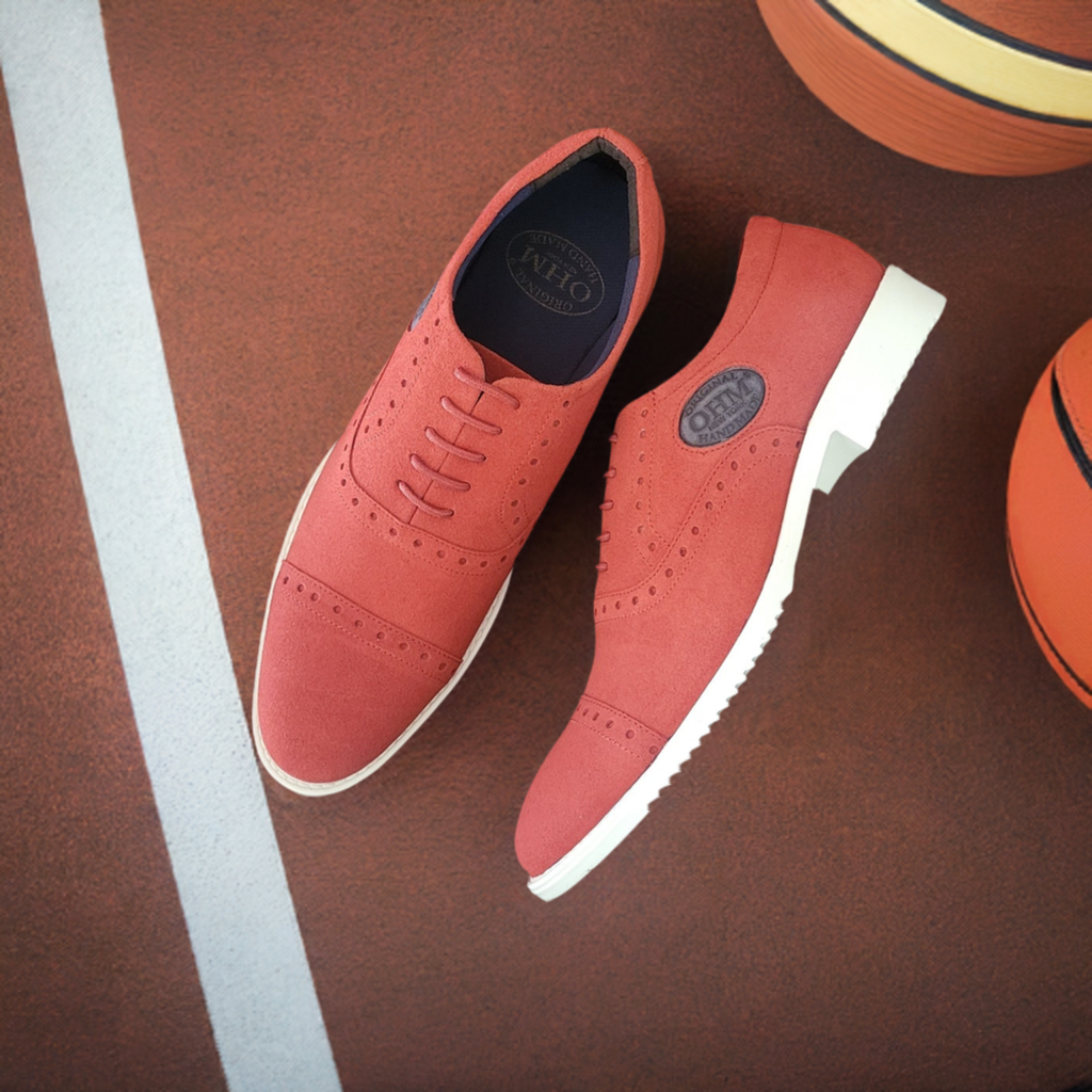 OHM Sporty Oxford Style Leather Shoes with OHM Embossed