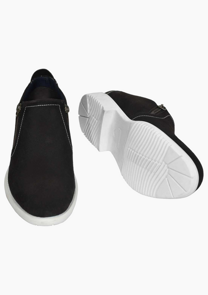 OHM Plain Toe Zip Closure Slip-on Leather Shoes
