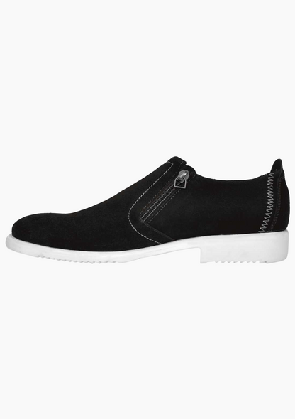 OHM Plain Toe Zip Closure Slip-on Leather Shoes