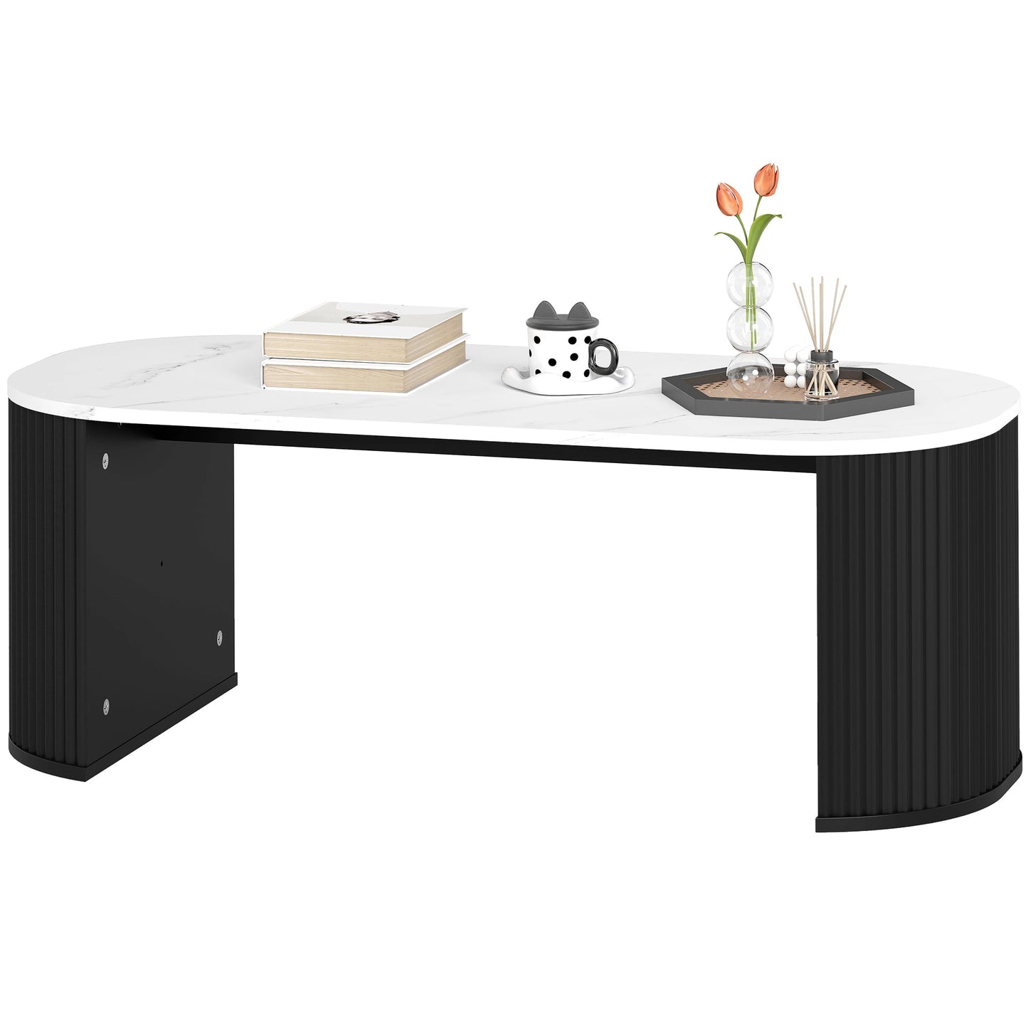 Cameron Modern Faux-Marble Coffee Table-Black