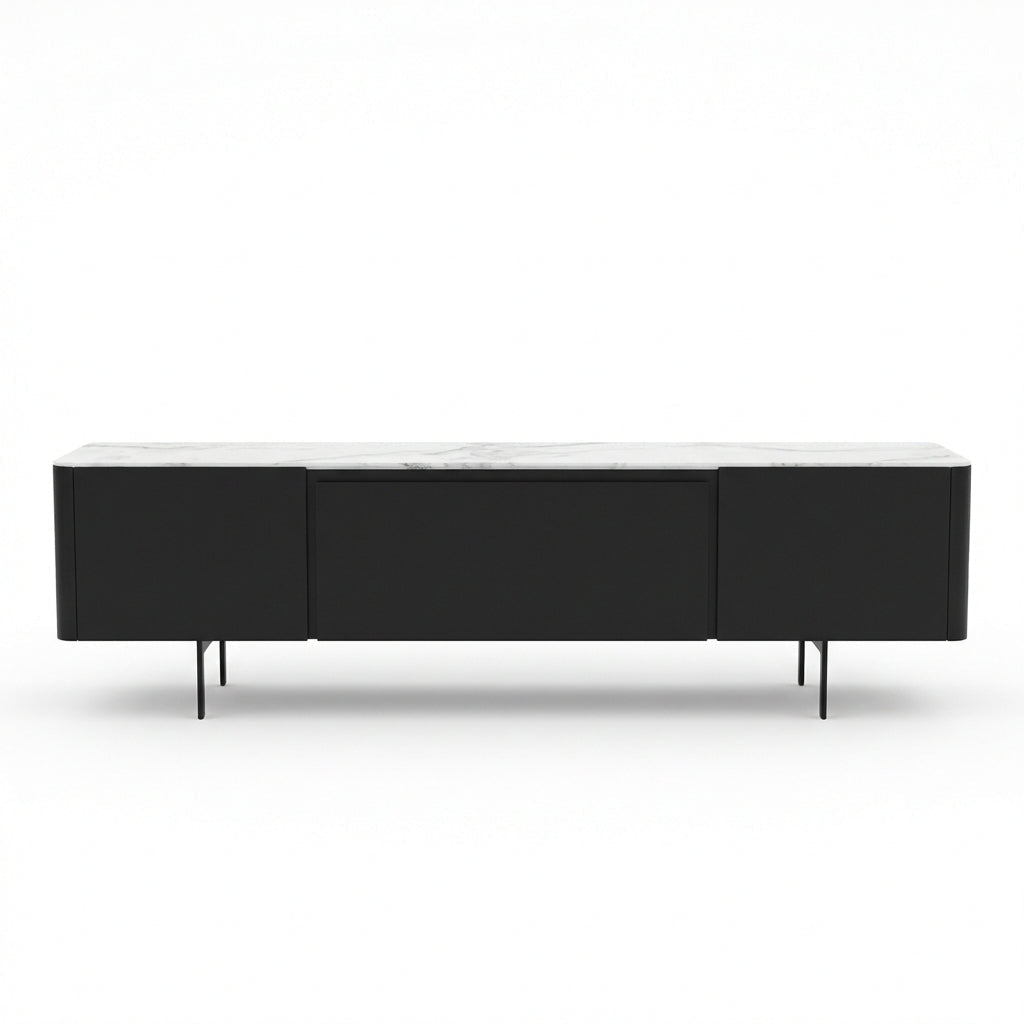 Olomouc Black and Marble Media Console