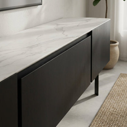 Olomouc Black and Marble Media Console