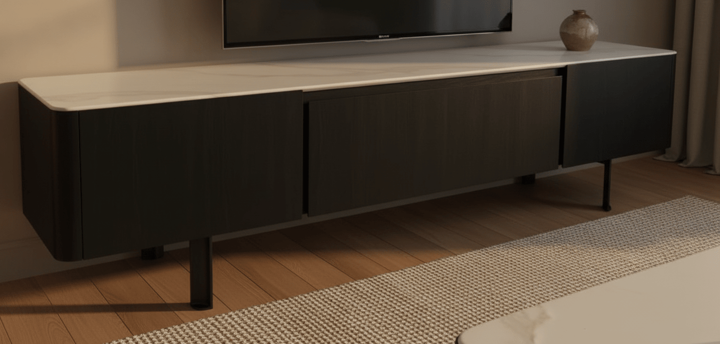 Olomouc Black and Marble Media Console