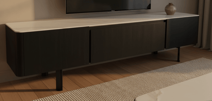 Olomouc Black and Marble Media Console